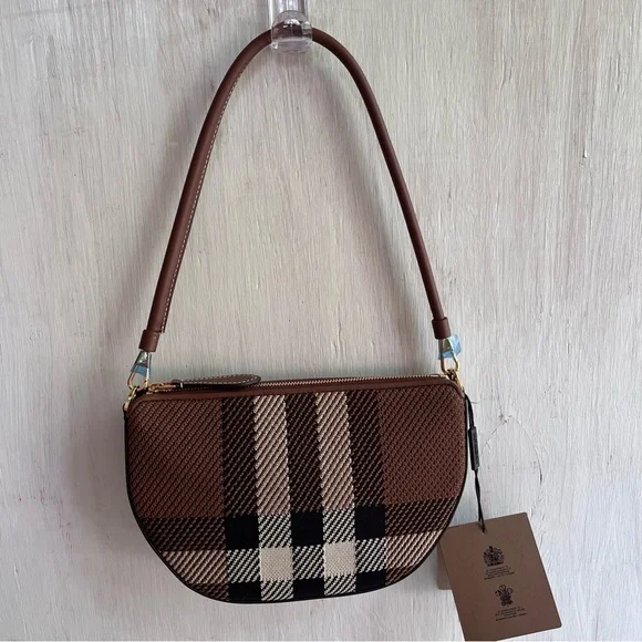 🔴SOLD🔴 BURBERRY Olympia Check Jacquard Pouch-Birch Brown - Picture 6 of 15